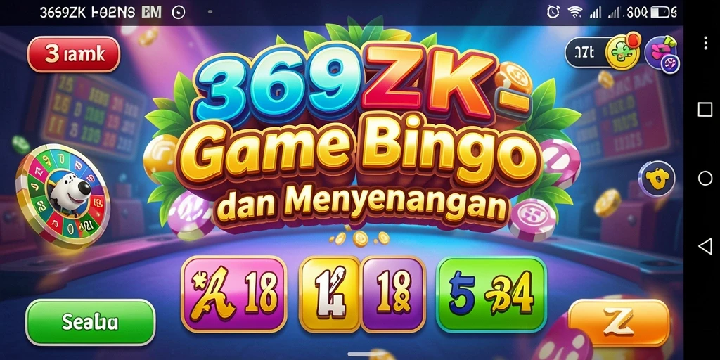Screenshot gameplay 369ZK menampilkan papan Bingo yang penuh warna.