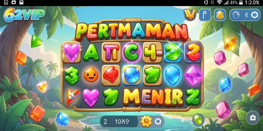 Screenshot gameplay <strong>62VIP</strong> dengan tantangan Match-3 yang menarik.