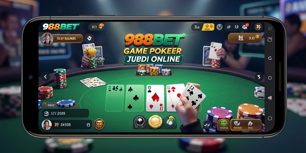 Tampilan menarik dari gameplay poker di 988BET.
