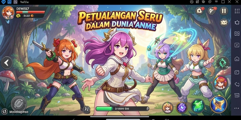 Tampilan gameplay DEWI567 yang penuh warna dan aksi seru.