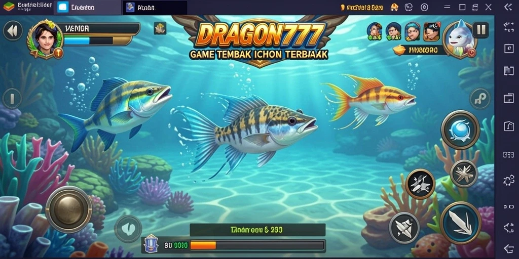 Tampilan gameplay <strong>DRAGON777</strong> yang menampilkan aksi menembak ikan.