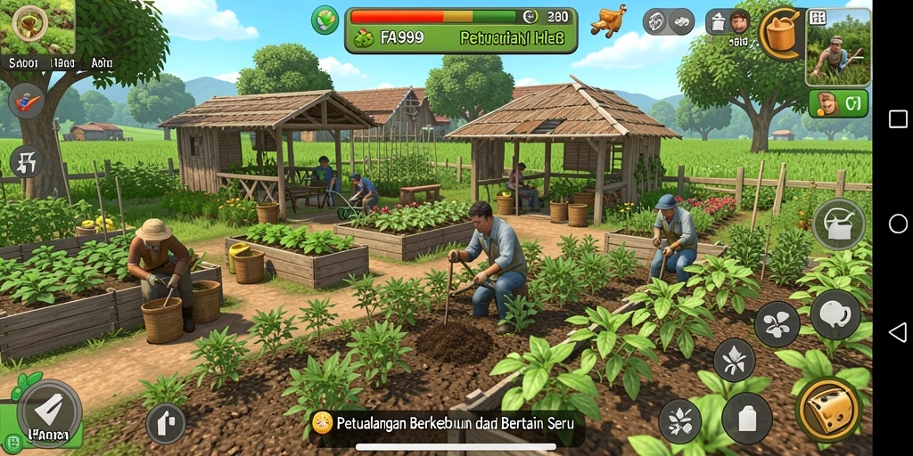 Gameplay FA99 yang seru dan penuh warna di kebun.
