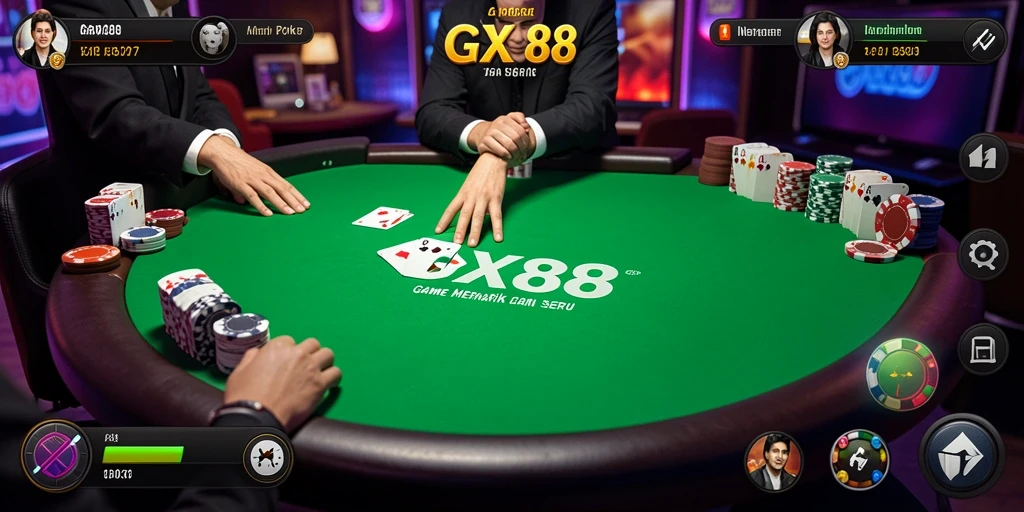 Tampilan gameplay Poker yang seru dan menarik di GX88.