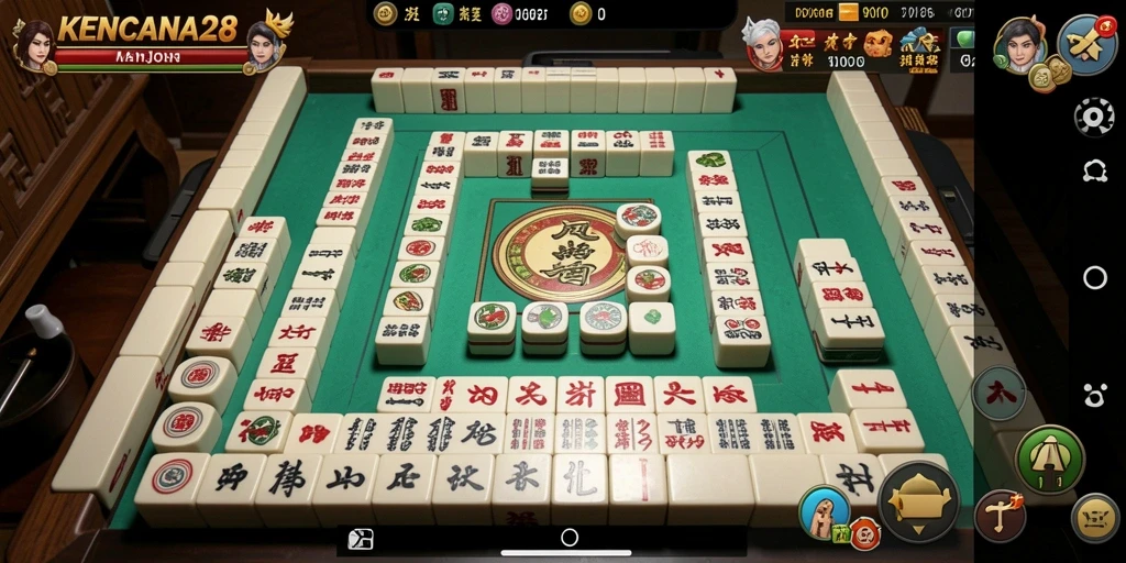 Tangkapan layar gameplay KENCANA28 yang menampilkan tingkat tantangan Mahjong.