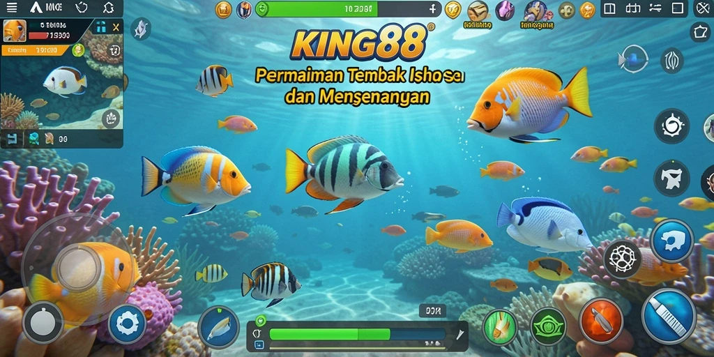 Tampilan gameplay seru di KING88 dengan beragam ikan.