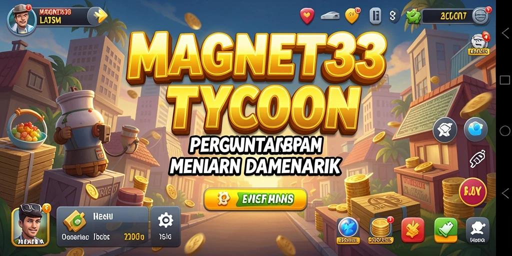 Screenshot gameplay Tycoon MAGNET33 menampilkan fitur manajemen bisnis yang menarik.