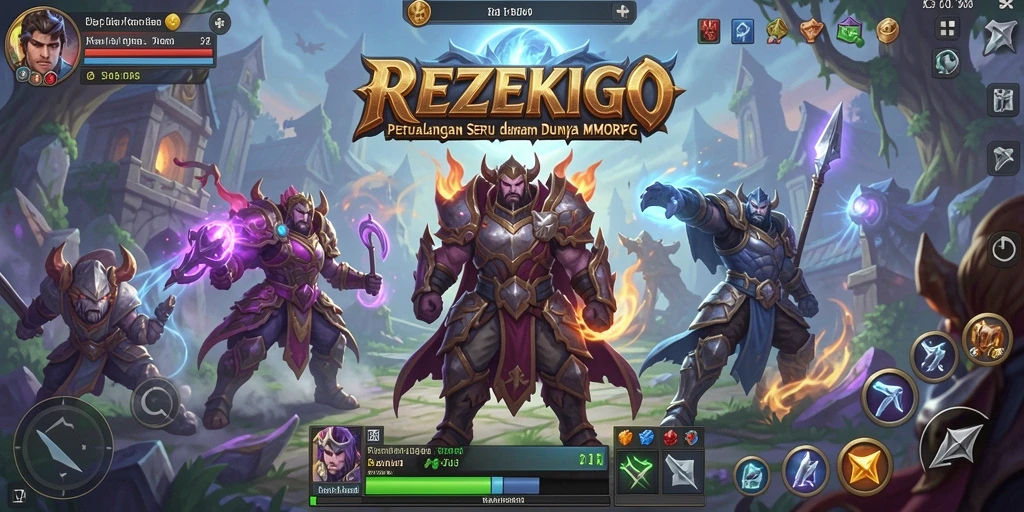 Tangkapan layar <strong>REZEKIGO</strong> menunjukkan aksi pertempuran yang mendebarkan dalam MMORPG.