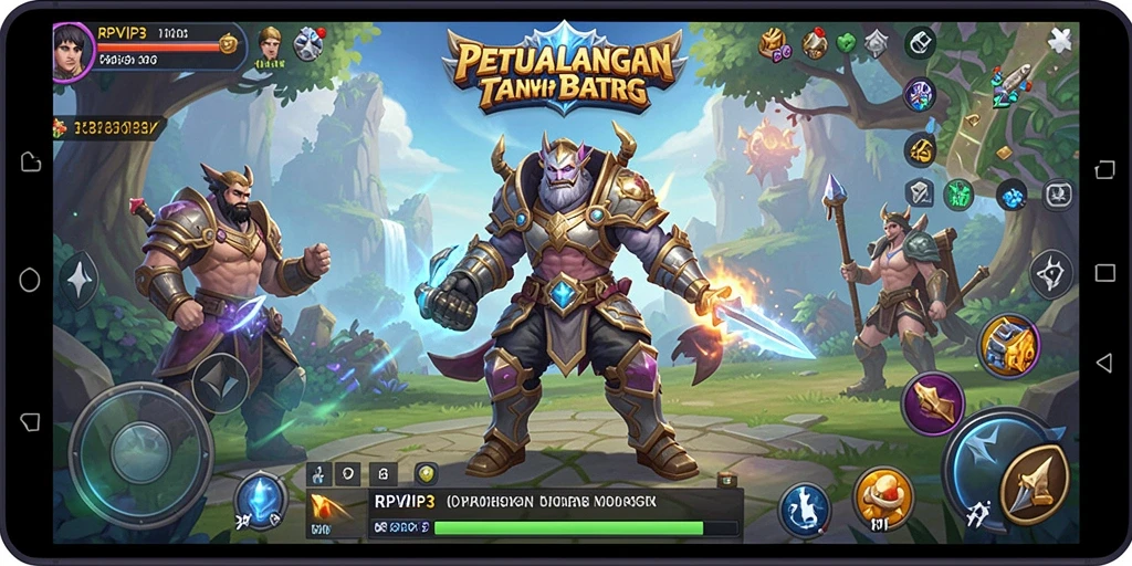 Tampilan gameplay RPVIP3 dengan aksi seru dalam pertempuran multiplayer.