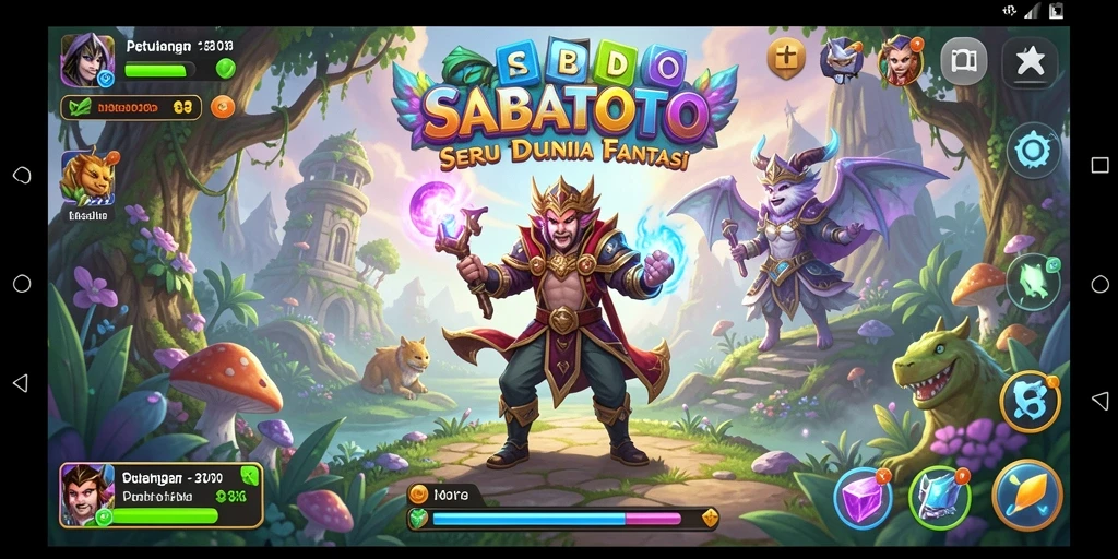 Tampilan gameplay SABATOTO dengan karakter yang menjelajahi dunia fantasi.